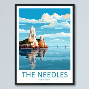 Impresión de viaje de The Needles Arte de pared Colgante de pared de The Needles Decoración del hogar Regalo de The Needles Amantes del arte Amante del arte de Inglaterra Impresión de regalo Obra de arte