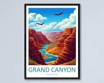 Impresión de viaje del Gran Cañón, EE. UU., arte de pared, póster de paisaje de Arizona, decoración natural, regalo para amantes de la aventura, impresión artística del Parque Nacional