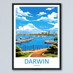 Darwin Travel Print Wall Art Darwin Wall Hanging Home Décor Darwin Gift Art Lovers Wall Art Australia Poster Deco Darwin Gift
