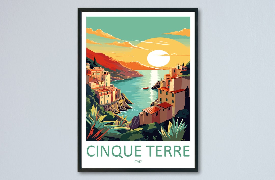 Cinque Terre Travel Print Wall Art Cinque Terre Italy Wall Hanging Home ...
