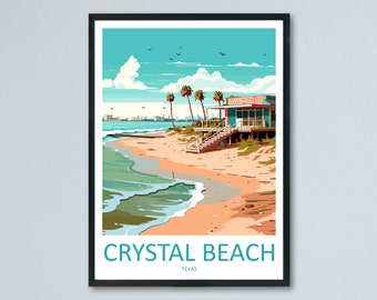 Stampa da parete di viaggio di Crystal Beach, decorazione da parete di Crystal Beach, decorazione per la casa, regalo di Crystal Beach per gli amanti dell'arte, Texas, regalo per gli amanti dell'arte, Texas