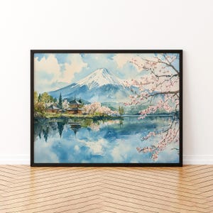 Mount Fuji Watercolor Poster Landscape Wall Art Mount Fuji Wall Hanging Home Décor Mount Fuji Gift Art Lovers Japan Wall Art