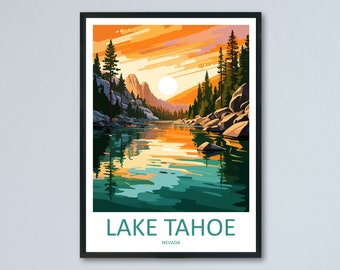Lake Tahoe Travel Print Wall Art Lake Tahoe Wall Hanging Home Décor Lake Tahoe Gift Art Lovers Nevada Art Lover Gift Lake Tahoe Decor