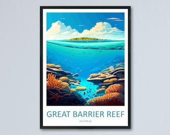 Great Barrier Reef Reise-Druck Wandkunst Great Barrier Reef Wandbehang Wohnkultur Great Barrier Reef Geschenk Kunstliebhaber Wandkunst Australien