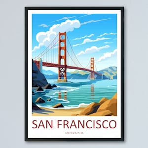 San Francisco Golden Gate Travel Print Wall Art San Francisco Wall Hanging Home Décor San Francisco Gift Art Lovers California Art Lover