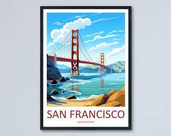 San Francisco Golden Gate Travel Print Wall Art San Francisco Wall Hanging Home Décor San Francisco Gift Art Lovers California Art Lover