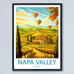 Napa Valley Travel Poster California Wall Art Vineyard Landscape Print Wine Country Illustration Napa Decor Gift Souvenir Scene