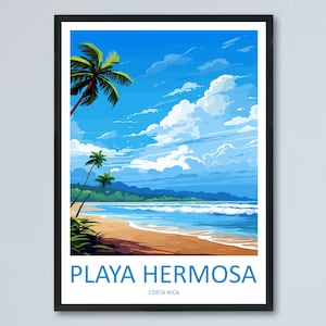 Playa Hermosa reizen afdrukken kunst aan de muur Playa Hermosa muur opknoping wooninrichting Playa Hermosa cadeau kunstliefhebbers Costa Rica kunst aan de muur Costa Rica