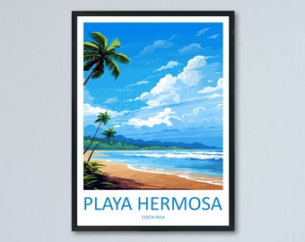 Playa Hermosa reizen afdrukken kunst aan de muur Playa Hermosa muur opknoping wooninrichting Playa Hermosa cadeau kunstliefhebbers Costa Rica kunst aan de muur Costa Rica