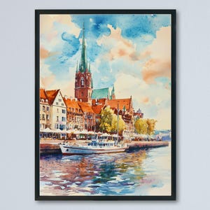 Szczecin Watercolor Poster Wall Art Szczecin Wall Hanging Home Décor Szczecin Gift Art Lovers Poland Wall Art Szczecin Travel Poster Gift