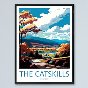 Stampa da parete con motivo di viaggio dei Catskills, decorazione da parete per la casa dei Catskills, regalo per gli amanti dell&#39;arte dello Stato di New York, stampa per gli amanti dei regali artistici