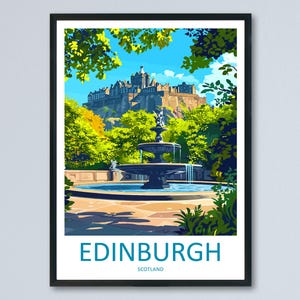 Edinburgh Travel Print Scotland Wall Art City Poster Historic Decor Gift for Castle Lover Scottish Landscape Architecture Art