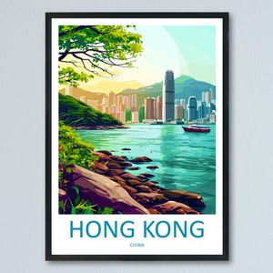 Hong Kong Travel Print Wall Art Hong Kong Wall Hanging Home Décor Gift Hong Kong Art Lovers China Hong Kong Art Gift Lover Print