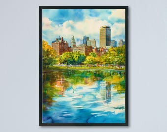 Boston watercolor poster Wall Art Boston Wall Hanging Home Décor Boston Gift Art Lovers Massachusetts Art Lover Gift Massachusetts wall art