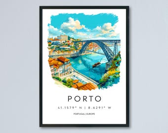 Porto Watercolor Poster Wall Art Porto Wall Decor Home Décor Porto Gift Portugal Art Lover Gift, Travel Souvenir Print