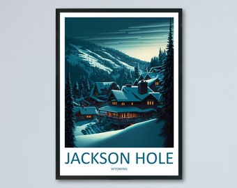 Jackson Hole Travel Print Wall Art Jackson Hole Wall Hanging Home Décor Jackson Hole Gift Art Lovers Ski Art Lover Gift Jackson Hole Print