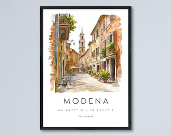 Modena Aquarell Poster Modena Italien Reise Druck Wandkunst Modena Wohnkultur Modena Geschenk Kunstliebhaber Italien Kunst Modena Stadtbild