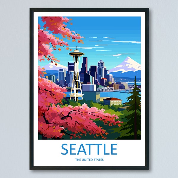 Seattle Travel Print Wall Art Seattle Wall Hanging Home Décor Seattle Gift Art Lovers Washington DC Art Lover Gift Washington DC Travel Art