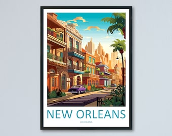 Impresión de viaje de Nueva Orleans, arte de pared, colgante de pared de Nueva Orleans, decoración del hogar, regalo de Nueva Orleans, regalo para amantes del arte, impresión de Nueva Orleans, regalo de Nueva Orleans
