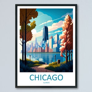 Chicago Travel Print Wall Art Chicago Wall Hanging Home Décor Chicago Gift Art Lovers Illinois Art Lover Gift