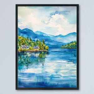 Lake George watercolor poster Wall Art Lake George Wall Hanging Home Décor Lake George Gift Art Lovers New York Art Lover Gift New York