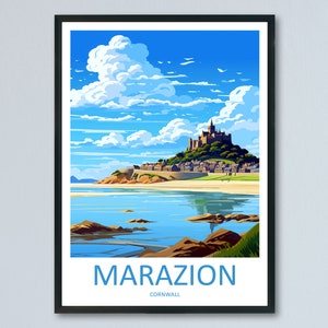 Marazion Travel Print Wall Art Marazion Wall Hanging Home Decor Marazion Gift Art Lovers Cornwall Art Marazion Wall Art