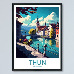 Thun Travel Print Wall Art Thun Wall Hanging Home Décor Thun Gift Art Lovers Switzerland Art Lover Gift Thun Travel Art