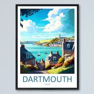 Dartmouth Travel Print Wall Art Dartmouth Wall Hanging Home Décor Dartmouth Gift Art Lovers England Art Lover Gift Dartmouth Art Poster