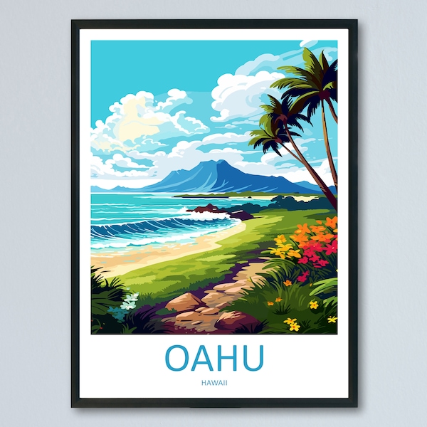 Oahu Travel Print Wall Art Oahu Wall Hanging Home Décor Oahu Gift Art Lovers Hawaii Art Lover Gift Print Artwork