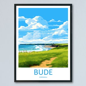 Bude Travel Print Wall Art Bude Wall Hanging Home Décor Bude Gift Art Lovers Cornwall Art Lover Gift