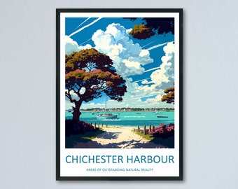 Chichester Harbour Travel Print Wall Art Chichester Harbour Wall Hanging Home Decor Chichester Harbour Gift Art Lovers Wall Art ANOB Travel