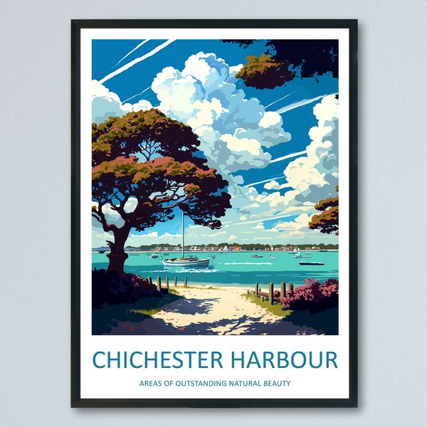 Chichester Harbour Travel Print Wall Art Chichester Harbour Wall Hanging Home Decor Chichester Harbour Gift Art Lovers Wall Art ANOB Travel