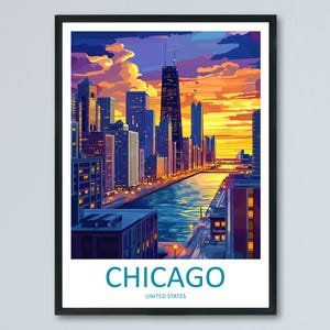 Chicago Travel Print Wall Art Chicago Wall Hanging Home Décor Chicago Gift Art Lovers Illinois Art Lover Gift