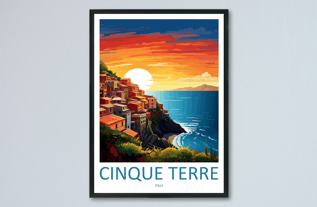 Cinque Terre Travel Print Wall Art Cinque Terre Italy Wall Hanging Home ...