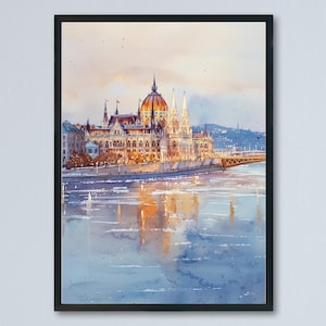Budapest Watercolor Poster Budapest Travel Print Budapest Wall Art Budapest Cityscape Painting Budapest Souvenir Hungary Decor