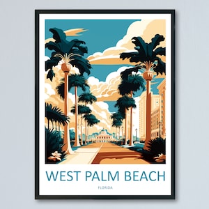West Palm Beach Travel Print Wall Art West Palm Beach Wall Hanging Home Décor West Palm Beach Gift Art Lovers Gift Beach Florida