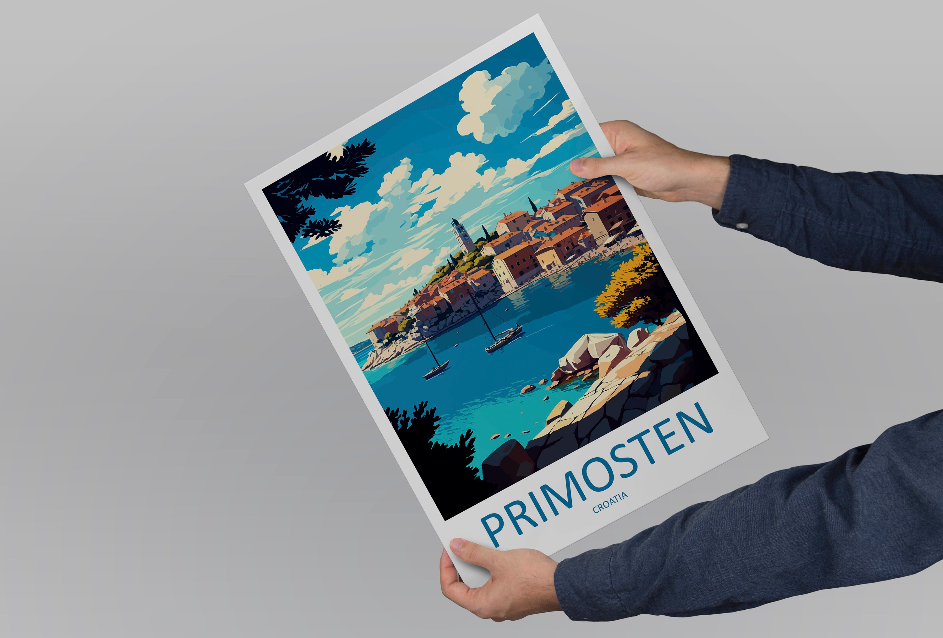 Discover Primosten Croatie Paysage Voyage Rétro Affiche