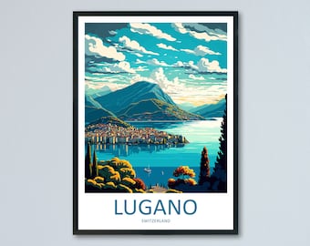 Lugano Travel Print Wall Art Lugano Wall Hanging Home Décor Lugano Gift Art Lovers Switzerland Art Lover Gift Lugano Travel Art