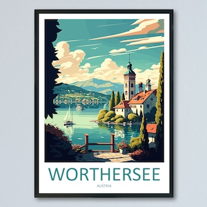 Worthersee Travel Print Wall Art Worthersee Wall Hanging Home Décor Worthersee Gift Art Lovers Austria Art Lover Gift Worthersee
