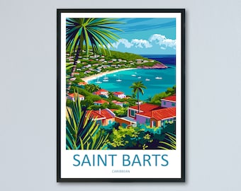 Impresión de viaje de San Bartolomé, decoración del hogar de San Bartolomé, impresión artística de San Bartolomé, impresión de pared de San Bartolomé para el Caribe, regalo para San Bartolomé, arte de pared de San Bartolomé, póster de San Bartolomé