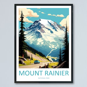 Mount Rainier National Park Travel Print Wall Art Mount Rainier National Park Wall Hanging Home Décor Mount Rainier National Park Gift Art