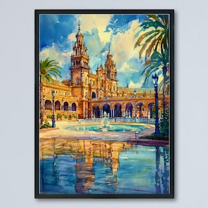 Seville Watercolor Poster Wall Art Seville Wall Hanging Home Décor Seville Gift Art Lovers Spain Wall Art