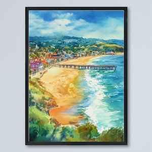 Santa Cruz Watercolor Poster Santa Cruz California Travel Print Wall Art Santa Cruz Home Decor Santa Cruz Gift Art Lovers Beach Town