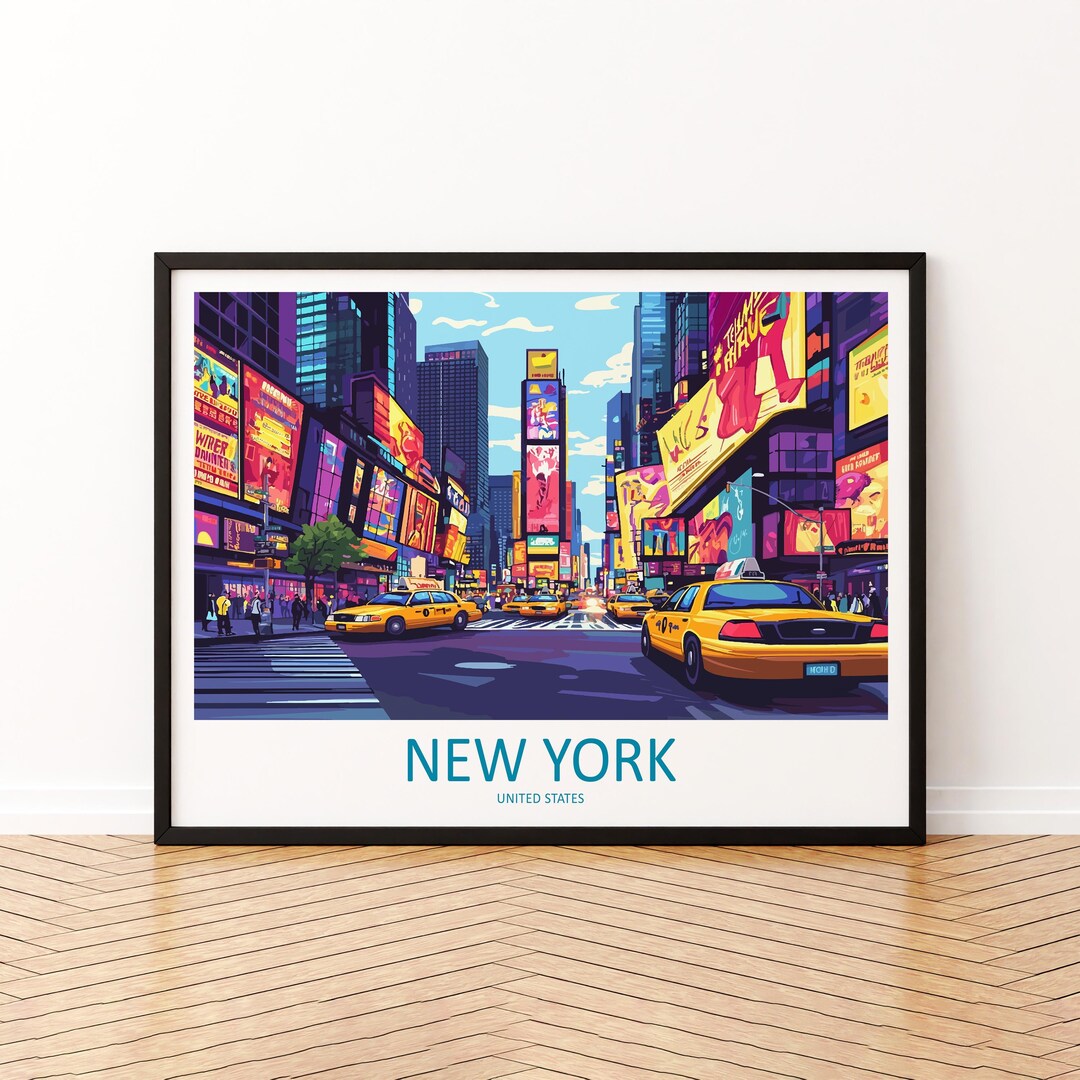 New York City Landscape Travel Poster Scenic NYC Skyline Wall Art ...