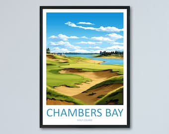 Chambers Bay Golf Club Travel Print Wall Art Chambers Bay Golf Club Wall Hanging Home Décor Chambers Bay Art Gift Art Lovers Golf Art