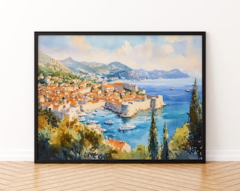 Dubrovnik Watercolor Poster Landscape Wall Art Dubrovnik Wall Hanging Home Décor Dubrovnik Gift Art Lovers Croatia Wall Art