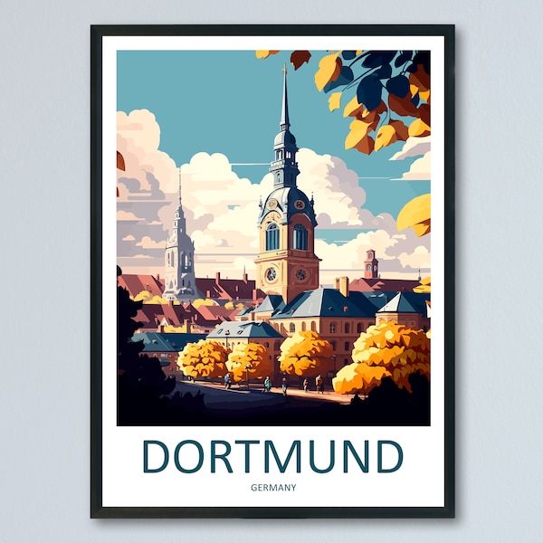 Dortmund Travel Print Wall Art Dortmund pared colgante decoración del hogar Dortmund regalo amantes del arte Alemania amante del arte regalo Dortmund arte viaje regalo