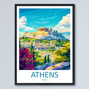Athens Travel Print Greece Wall Art Cityscape Poster Ancient Ruins Decor Gift for History Lover Acropolis Landscape Art Print