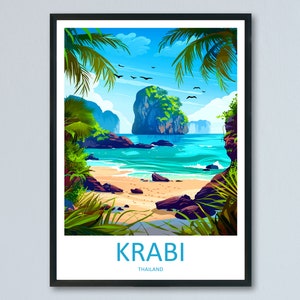 Krabi Travel Print Wall Art Krabi Wall Hanging Home Decor Krabi Gift Art Lovers Wall Art Thailand Travel Print Gift Thai Travel Art Krabi