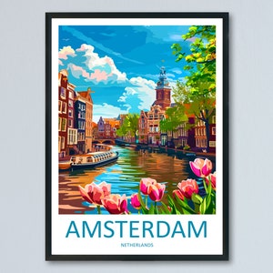 Amsterdam Reise Print Wandkunst Amsterdam Wandbehang Home Dekor Amsterdam Geschenk Kunstliebhaber Niederlande Kunstliebhaber Geschenk Amsterdam Dekor